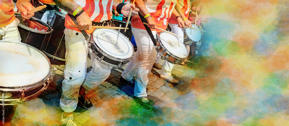 Wall mural scenes of samba festival