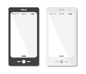 Black and white cell phone templates. Vector cellular icons and design elements for print, web and presentations.