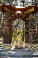 wooden gazebo in the Park for the background