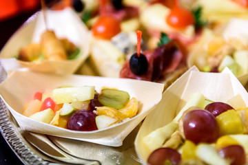 Home made canapes small sandwiches appetizers.