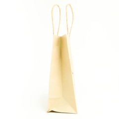 Recycle brown paper bag on white background