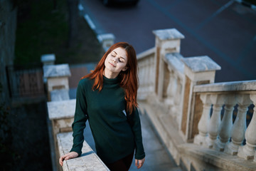 young woman walking outdoors