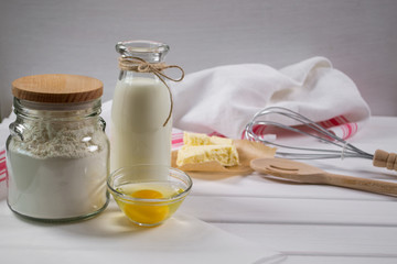 Preparation of gingerbread cookies. Ingredients and tools necessary to make gingerbread pastry