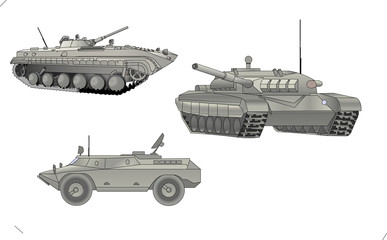 Fototapeta premium Tanks, self-propelled guns, artillery, military power. army transport