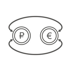 Simple Business and  Finance Vector Flat Icon. Currency exchange between euro and rubles. Line art style icon. 
