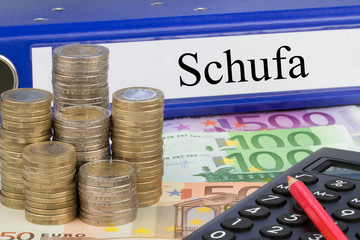 Schufa / Ordner mit Geld