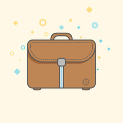 Simple Business and  Finance Vector Flat Icon. Classic messanger bag as symbol of a bussiness man. Flat style icon. 
