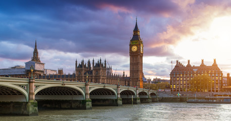 London Westminster Bridge and Big Ben at Dusk