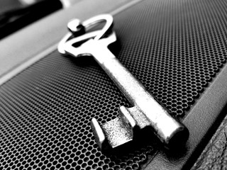 Metal Key in black and white background 