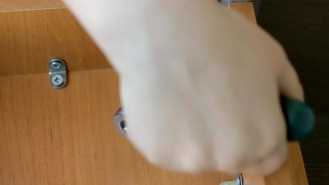 Furniture assembly with socket wrench