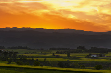 Obraz premium Puesta de sol en el campo