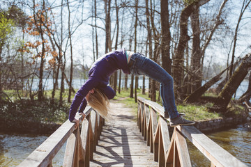 Unexpected yoga pose outdoor