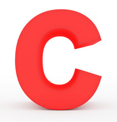 letter C 3d red isolated on white