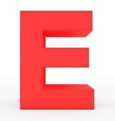letter E 3d red isolated on white