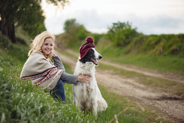 Woman having fun with her dog