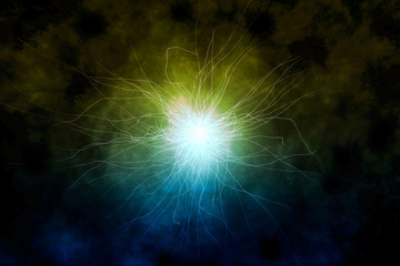 electric multicolored fractal on a black background