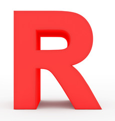 letter R 3d red isolated on white