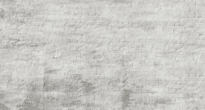 Whitewashed  painted old brick wall  with plaster texture. Background  for text or image. 
