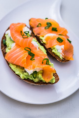 Canapes with smoked salmon and cream cheese