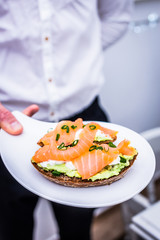 Canapes with smoked salmon and cream cheese