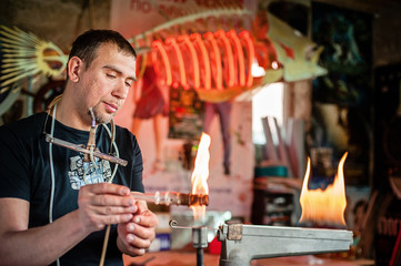 Glass-blowing workshop. Burner
