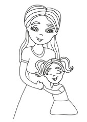 Daughter hugging her mom.