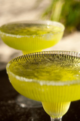 Alcohollic cocktail, Ice blended marguarita in a glass with salt