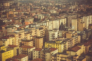 Obraz premium View from above on the city of Brescia, early spring morning