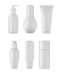Cream bottles set on white background. 3D illustration.