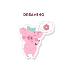 Cute dreaming pig