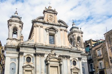Fototapeta na wymiar antique church building in Naples city, italy Europe