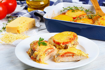 portion of meat casserole with vegetables