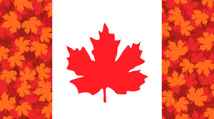  illustration with maple leaf, Canada flag