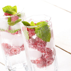 Raspberry Fruit Water with ice
