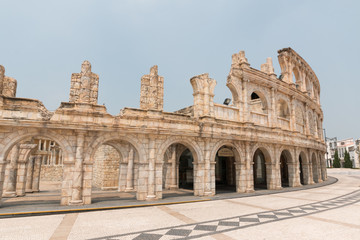 Fototapeta premium MACAU - AUGUST 08: Model of the ruins of Roman Amphitheatre in Macau Fisherman's Wharf 08, 2015 at Macau.