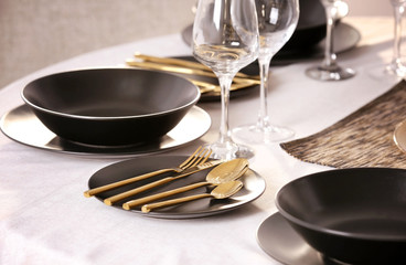Beautiful festive table setting, closeup © Africa Studio