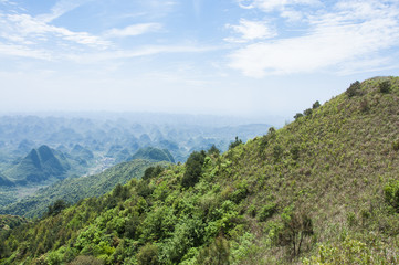 Fototapeta premium Mountains scenery with blue sky background in summer 