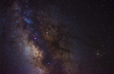 Galactic Center of The Milky Way, close up of Milky way galaxy, long exposure photograph with grain, image contain certain grain or noise and soft focus
