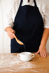 Chef preparing dough - cooking process