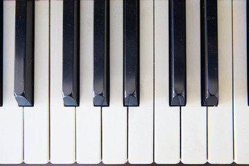 close-up of piano keys. close frontal view.