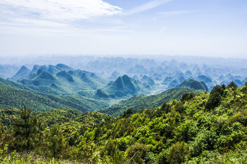 Mountains scenery with blue sky background in summer
