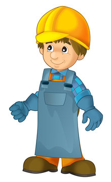cartoon construction worker in some additional safety cover