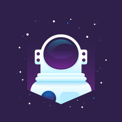 Flat astronaut portrait in space suit, helmet and stars. © Yuzach
