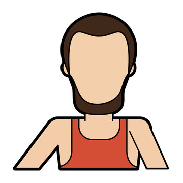 faceless bearded man with sleeveless shirt icon image vector illustration design 