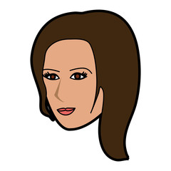 young pretty woman with long hair icon image vector illustration design 