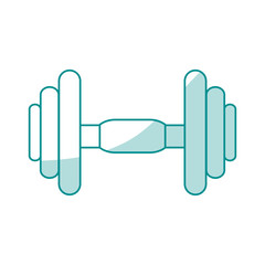 blue silhouette shading dumbbell for training in gym vector illustration