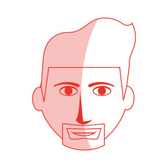 red silhouette shading cartoon front face man with beard vector illustration
