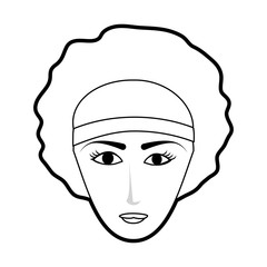 black silhouette cartoon front face woman with afro hair vector illustration