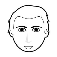 black silhouette cartoon front face guy with hairstyle vector illustration