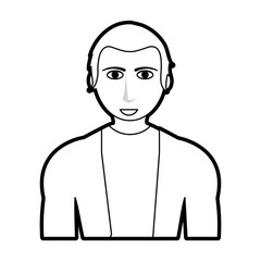 black silhouette cartoon half body guy with atlethic body and sport t-shirt vector illustration